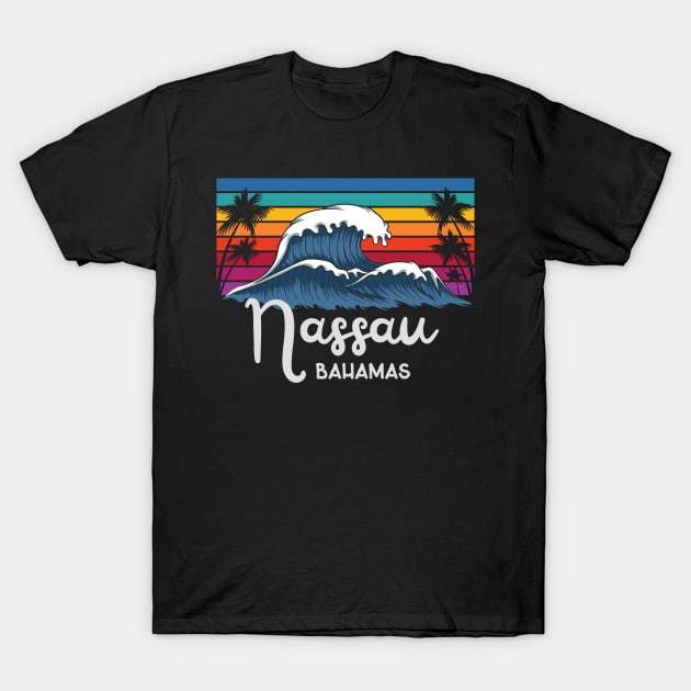 Bahamas Nassau City Vintage Wave Art T-Shirt by USProudness